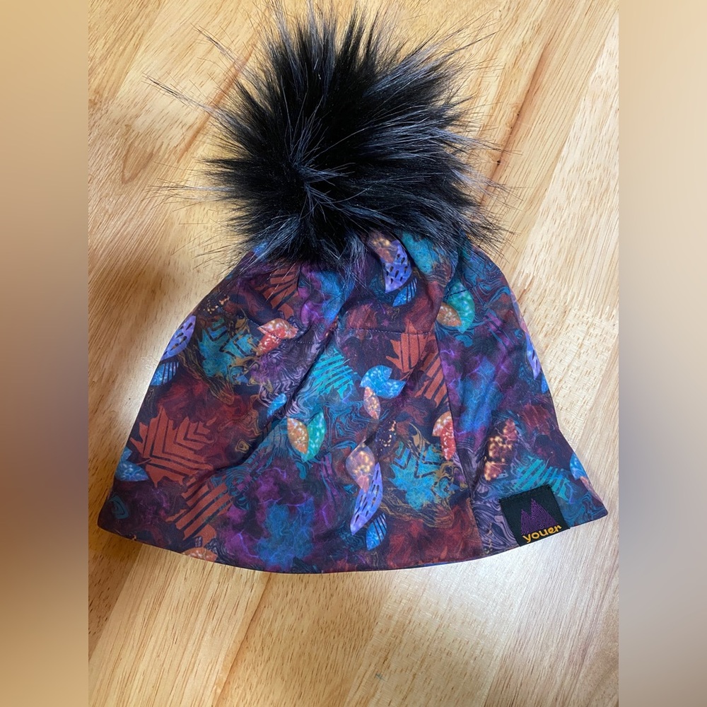 Youer fleece lined hat with removable faux fur Pom Pom
